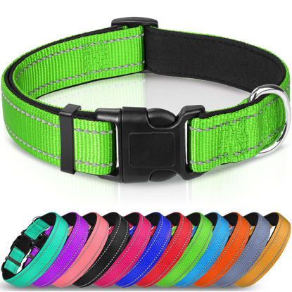 Picture of Joytale Reflective Dog Collar,Soft Neoprene Padded Breathable Nylon Pet Collar Adjustable for Medium Dogs,Green,M