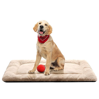 Picture of Dog Beds Crate Pad for Medium/Large Dogs Fit Metal Dog Crates,Ultra Soft Dog Crate Bed Washable & Anti-Slip Kennel Pad for Dogs Cozy Sleeping Mat,Cream 36inch