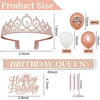 Picture of 36PCS Birthday Decorations for Women Including Birthday Sash, Crown, Birthday Cake Topper, Birthday candles and Balloons. Queen Sash and Birthday Tiara for women and Grils. Rose Gold Birthday Party Decorations Favors.