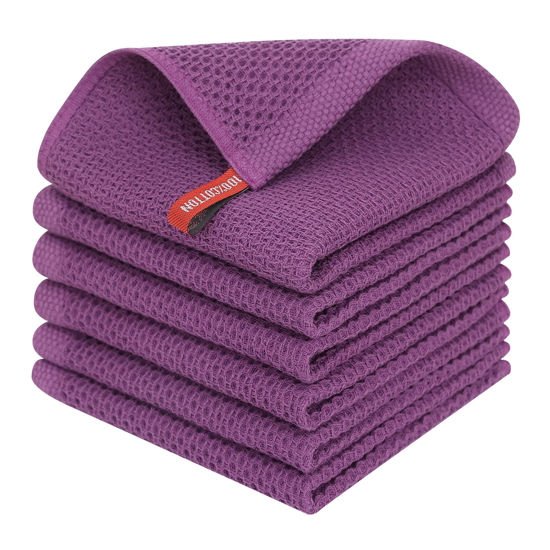 100% Cotton Waffle Weave Kitchen Dish Cloths, Ultra Soft Absorbent