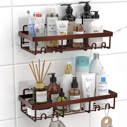 Moforoco Shower Caddy Shelf Organizer Rack, Self Adhesive Black Bathroom  Shelves Basket, Home Farmhouse Wall Shower Inside Organization and Storage