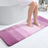 Picture of OLANLY Luxury Bathroom Rug Mat, Extra Soft and Absorbent Microfiber Bath Rugs, Non-Slip Plush Shaggy Bath Carpet Runner, Machine Wash Dry, Bath Mats for Bathroom Floor, Tub and Shower, 47x17, Purple