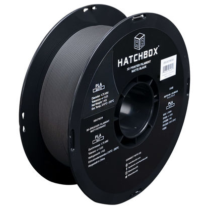 Picture of HATCHBOX Matte PLA 3D Printer Filament, Dimensional Accuracy +/- 0.03 mm, 1 kg Spool, 1.75 mm, Black