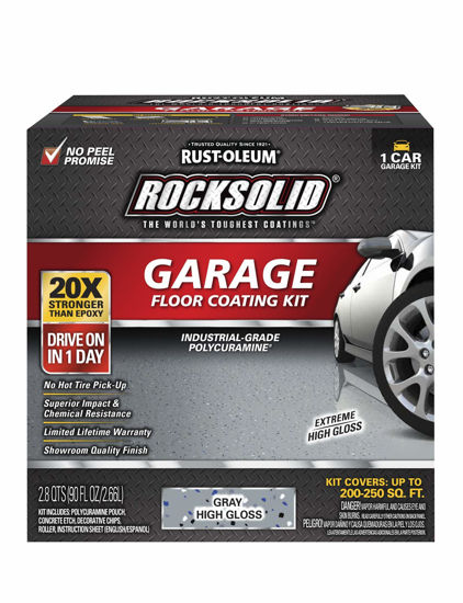 Picture of Rust-Oleum 60003 Rocksolid Polycuramine Garage Floor Coating, 6 Piece Set, Gray, 1 Car Kit