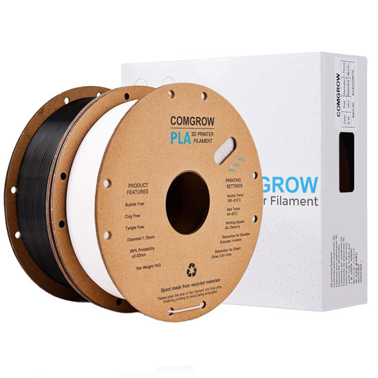 Picture of PLA 3D Printer Filament, 3D Printer PLA Filament 1.75mm, Dimensional Accuracy +/- 0.02 mm, 1KG Spool PLA Black and White