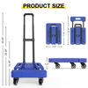 Picture of SOLEJAZZ Fold Up Portable Dolly, Folding Hand Truck for Moving, 500LB Luggage Cart Dolly with 6 Wheels & 2 Bungee Cords for Luggage, Travel, Moving, Shopping, Office Use, Blue