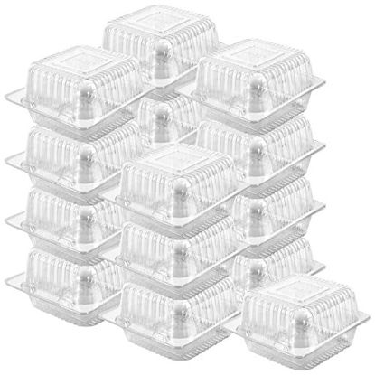 Picture of Axe Sickle 200 Pcs 5 x 5 inch Clear Plastic Hinged Take Out Containers Clamshell Takeout Tray Disposable Food Clamshell Containers for Dessert, Cakes, Cookies, Salads, Pasta, Sandwiches