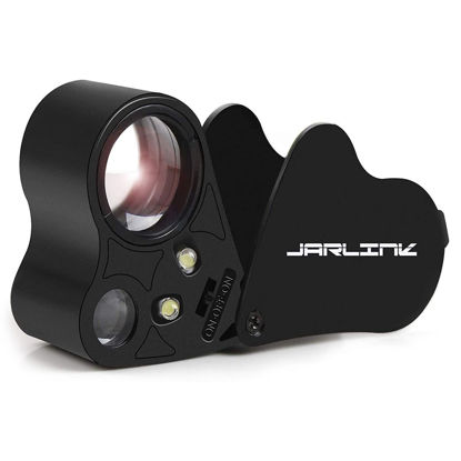 Picture of JARLINK 30X 60X Illuminated Jewelers Loupe Magnifier, Foldable Jewelry Magnifier with Bright LED Light for Gems, Jewelry, Coins, Stamps, etc