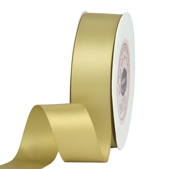 Picture of VATIN 1 inch Double Faced Polyester Satin Ribbon Gold -Continuous 25 Yard Spool, Perfect for Wedding, Wreath, Baby Shower,Packing and Other Projects