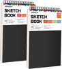 Picture of Soucolor 9" x 12" Sketch Book, 1-Pack 100 Sheets Spiral Bound Art Sketchbook, Acid Free (68lb/100gsm) Artist Drawing Book Paper Painting Sketching Pad (Black, 2 Pack)