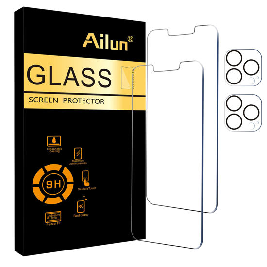 Picture of Ailun 2Pack Screen Protector for iPhone 13 Pro [6.1 inch] Display 2021 + 2 Pack Camera Lens Protector, Tempered Glass Film,[9H Hardness] - HD [Not for iPhone 13 Pro Max][4 Pack]