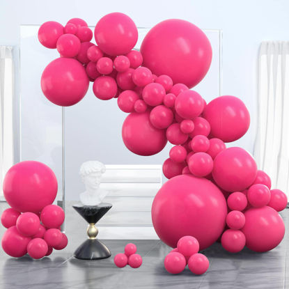 Picture of PartyWoo Magenta Balloons, 100 pcs Dark Pink Balloons Different Sizes Pack of 36 Inch 18 Inch 12 Inch 10 Inch 5 Inch for Balloon Garland or Balloon Arch as Party Decorations, Birthday Decorations