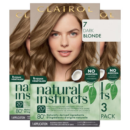 Picture of Clairol Natural Instincts Demi-Permanent Hair Dye, 7 Dark Blonde Hair Color, Pack of 3