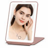 Picture of Rechargeable Makeup Vanity Mirror with 72 Led Lights, Lighted Travel Portable Light up Beauty Mirror, 3 Color Lighting, Dimmable Touch Screen, Tabletop Desk LED Foldable Cosmetic Mirror with Lights