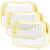 Picture of PACKISM Clear Toiletry Bag, 3 Pack TSA Approved Toiletry Bag Quart Size Bag, Travel Makeup Cosmetic Bag for Women Men, Carry on Airport Airline Compliant Bag, Yellow