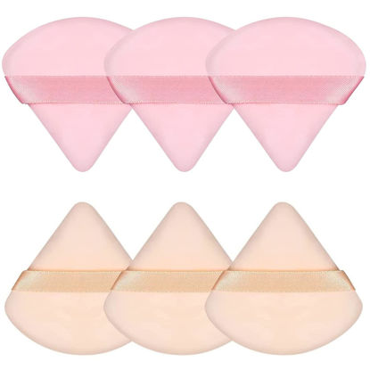 Picture of Pimoys 6 Pieces Powder Puff Face Triangle Makeup Sponge Soft Powder Puffs for Loose Powder Beauty Blender Foundation Sponge Setting Powder Puff Makeup Tool, Stocking Stuffers Gift for Women