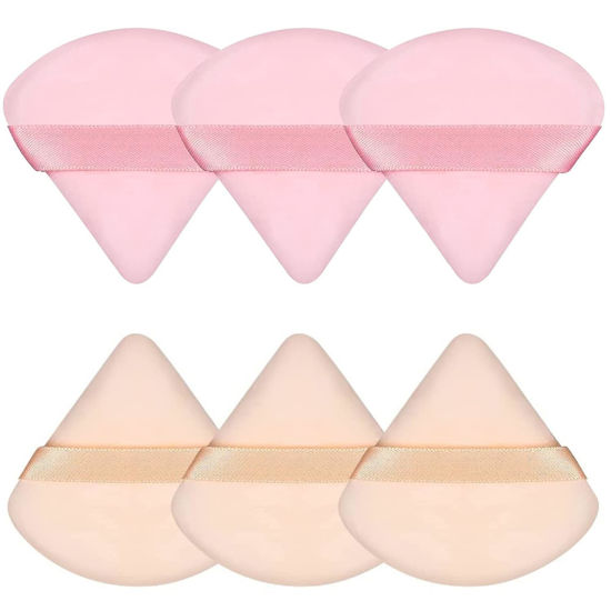 Picture of Pimoys 6 Pieces Powder Puff Face Triangle Makeup Sponge Soft Powder Puffs for Loose Powder Beauty Blender Foundation Sponge Setting Powder Puff Makeup Tool, Stocking Stuffers Gift for Women