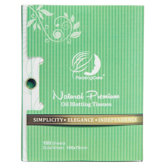 Picture of Natural Green Tea Oil Absorbing Tissues - 100 Counts, Premium Face Oil Blotting Paper - Take Only 1 Piece Each Time Design - Large 10cmx7cm Oil Absorbing Sheets, No Waste and Easy to Carry in Pocket!