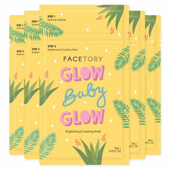 Picture of FACETORY Glow Baby Glow Niacinamide and Cica Brightening Sheet Mask - Brightening, Calming, and Moisturizing (Pack of 5)