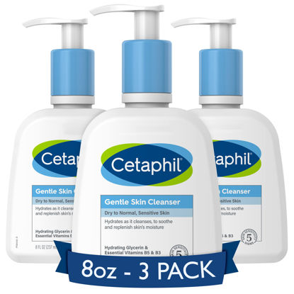 Picture of Cetaphil Face Wash, Hydrating Gentle Skin Cleanser for Dry to Normal Sensitive Skin, NEW 8 oz 3 Pack, Fragrance Free, Soap Free and Non-Foaming