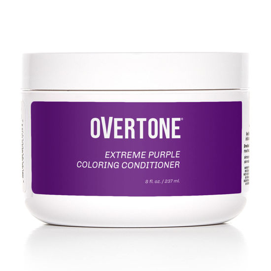 Picture of oVertone Haircare Color Depositing Conditioner - 8 oz Semi Permanent Hair Color Conditioner with Shea Butter & Coconut Oil - Extreme Purple Temporary Cruelty-Free Hair Color (Extreme Purple)