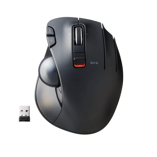 Picture of ELECOM EX-G Trackball Mouse, 2.4GHz Wireless, Thumb Control, Sculpted Ergonomic Design, 6-Button Function with Smooth Tracking, Ergonomic Design, Optical Gaming Sensor, Windows11, macOS (M-XT3DRBK)