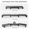 Picture of Dual Monitor Stand Riser Office Desktop Organizer Stands for 2 Monitors Length and Angle Adjustable 3 Shelf, Extra Long Multifunctional Stand fit Computer, Laptop, PC, TV, Max 48.2" Length, Black