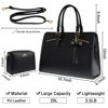 Picture of Laptop Tote Bag for Women, Large Waterproof PU Leather Work Briefcase with USB Charging Port Casual Computer Shoulder Bag Messenger fits 15.6 Inch, Business Handbag Satchel Purse 2pcs Set, Black