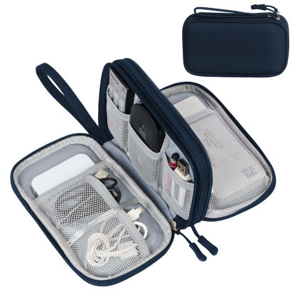 Picture of FYY Electronic Organizer, Travel Cable Organizer Bag Pouch Accessories Carry Case Portable Waterproof Double Layers All-in-One Storage for Cable, Cord, Charger, Phone, Earphone Navy
