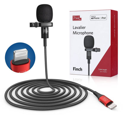 Picture of Pixel Lavalier Microphone for iPhone (Apple MFi-Certified) | Lav Mic for iPhone for Vlogging | External Microphone for iPhone Video Recording, Compatible with All Lightning Device (10ft)