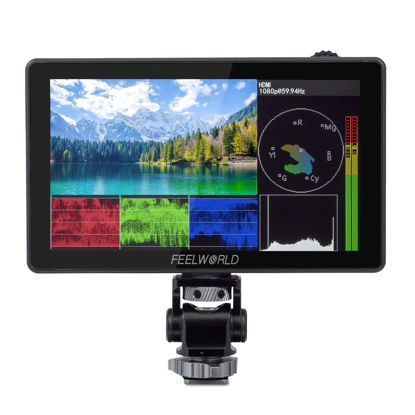Picture of FEELWORLD LUT5 5.5 Inch 3000nits Ultra Bright DSLR Camera Field Monitor Auto Dimming Touchscreen HDR 3D LUT with Waveform F970 External Power and Install Kit 4K HDMI Input Output 1920X1080 IPS Panel