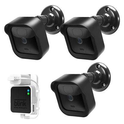 Picture of All-New Blink Outdoor Camera Wall Mount, Weatherproof Protective Housing and 360 Degree Adjustable Mount with Blink Sync Module 2 Mount for Blink Outdoor Security Camera System (Black 3Pack)