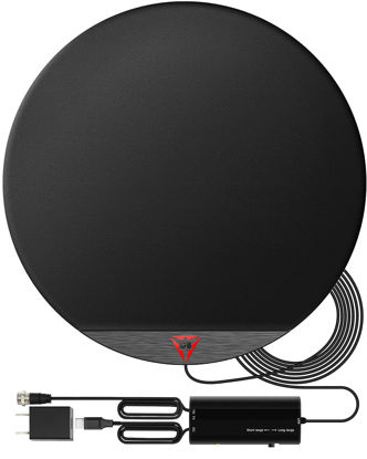 Picture of 2023 New Amplified HD Digital Round TV Antenna Long 300+ Miles Range - Support 4K 1080p Fire tv Stick and All Older TV's - Indoor Smart Switch Amplifier Signal Booster - 18ft HDTV Cable/AC Adapter