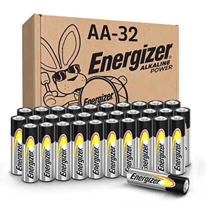 Picture of Energizer AA Batteries, Double A Long-Lasting Alkaline Power Batteries, 32 Count (Pack of 1)