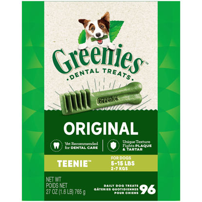 Picture of GREENIES Original TEENIE Natural Dog Dental Care Chews Oral Health Dog Treats, 27 oz. Pack (96 Treats)