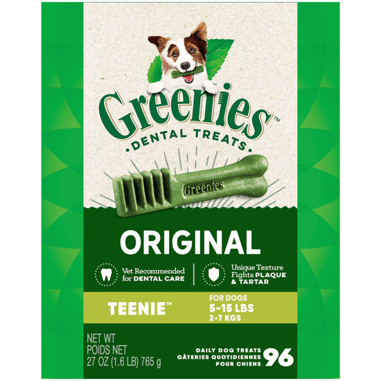 Picture of GREENIES Original TEENIE Natural Dog Dental Care Chews Oral Health Dog Treats, 27 oz. Pack (96 Treats)