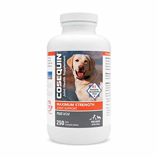 Picture of Nutramax Cosequin Maximum Strength Joint Health Supplement for Dogs - With Glucosamine, Chondroitin, and MSM, 250 Chewable Tablets