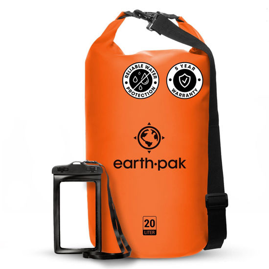 Picture of Earth Pak -Waterproof Dry Bag - Roll Top Dry Compression Sack Keeps Gear Dry for Kayaking, Beach, Rafting, Boating, Hiking, Camping and Fishing with Waterproof Phone Case