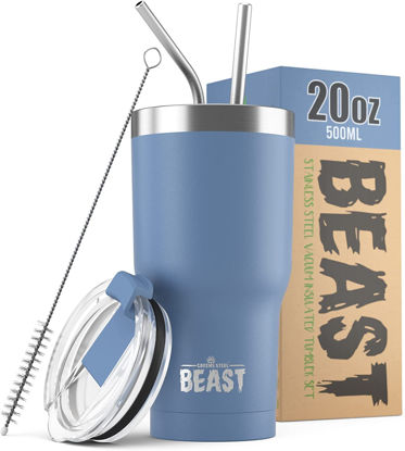 Picture of Beast 20 oz Tumbler Stainless Steel Vacuum Insulated Coffee Ice Cup Double Wall Travel Flask (Stormy Sky Blue)