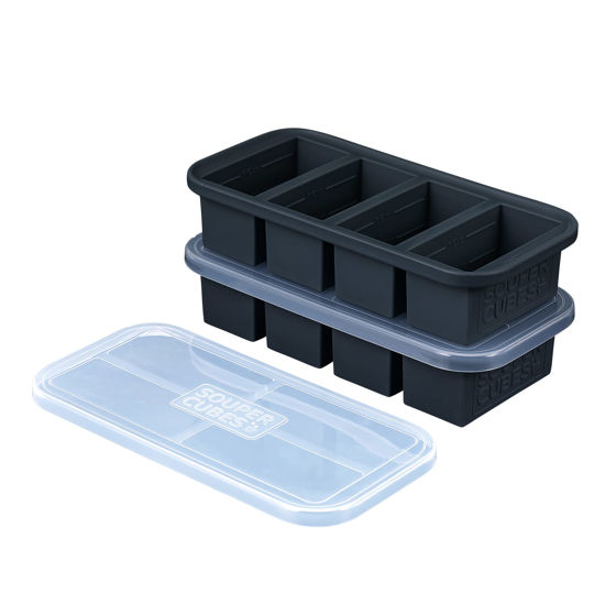 Souper Cubes 1-Cup Extra-Large Silicone Freezing Tray with Lid - makes 4  perfect 1cup portions - freeze soup broth or sauce 