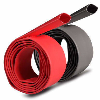 Picture of 2 Pcs 1/2 inch (Diameter) 3:1 Waterproof Heat Shrink Tubing Kit, Large Marine Dual Wall Adhesive Shrinkable Wire Wrap Tube, Insulation Sealing Cable Protector by YUKSY (4ft, Black & Red)