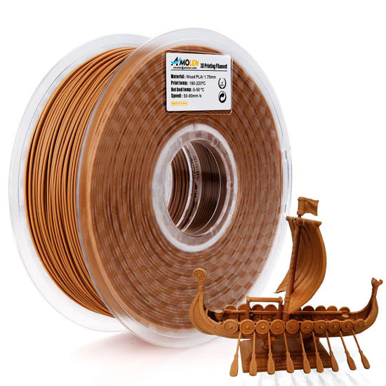 Picture of AMOLEN PLA 3D Printer Filament, Red Wood PLA Filament 1.75mm 20% Real Wood,1KG