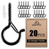 Picture of ADIIL 20 PCS Q Hanger Hooks with Safety Buckle, Windproof Screw Hooks for Hanging Outdoor String Lights, Ceiling Hooks for Plants, Christmas Lights & Patio Lights, 2.2 Inches, Black