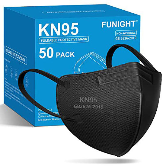 Picture of Funight KN95 Face Masks 50 Packs 5-Ply Breathable Filter Efficiency≥95% Protective Cup Masks Disposable Black