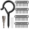 Picture of 50 Pack Screw-in Hooks for Outdoor String Lights, Q Hangers String Light Hooks Outdoor for Outside, Swivel Hanging Basket Patio Light Hooks with Safe Buckle Screw in Planter Eye Hook for Wall Ceiling