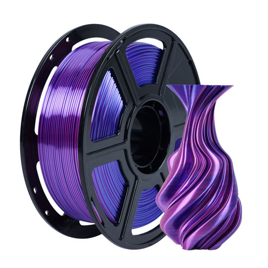 Picture of FLASHFORGE Silk Dual Color Filament, Blue+Rose 2 in 1 Coextrusion Silk PLA Filament 1.75mm, 3D Printer Filament Color Change 1kg(2.2lbs) Spool-Dimensional Accuracy +/- 0.02mm