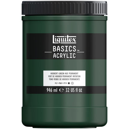 Picture of Liquitex BASICS Acrylic Paint, 946ml (32-oz) Jar, Hooker’s Green Hue Permanent, 1 Quarts (Pack of 1)