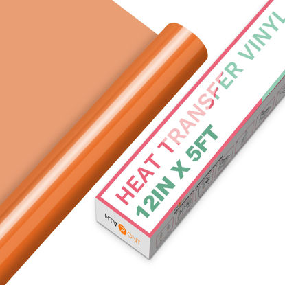 Picture of HTVRONT HTV Vinyl Rolls Heat Transfer Vinyl - 12" x 5ft Orange HTV Vinyl for Shirts, Iron on Vinyl for All Cutter Machine - Easy to Cut & Weed for Heat Vinyl Design (Orange)