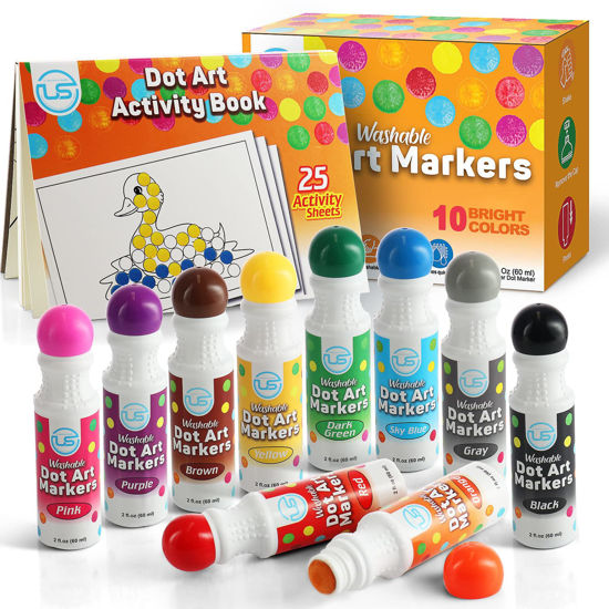 Picture of Dot Markers | Bingo Daubers 10 Washable Color Dot Markers For Toddlers, Toddler Activities, Bingo Markers and Activity Book, Toddler Arts And