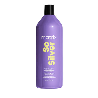 Picture of Matrix So Silver Purple Shampoo | Neutralizes Yellow Tones | Color Depositing & Toning | For Blonde, Grey, Platinum, & Bleached Hair | For Color Treated Hair | Salon Shampoo | Packaging May Vary